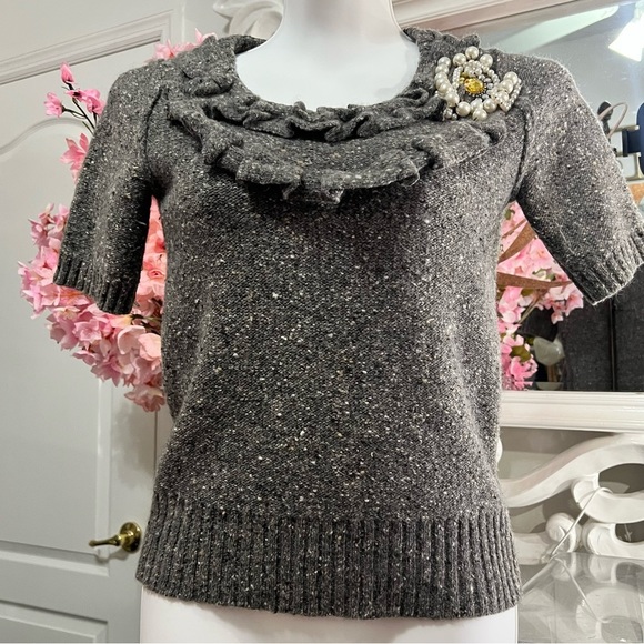 SONIA by Sonia Rykiel Gray Wool & Mohair Knit Top - Small P (Excellent Cond) - Picture 4 of 11